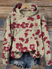Women Fashion Spring And Autumn Plum Blossom Hooded Super Plus Size Loose-fitting Casual Pullover