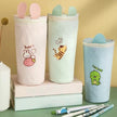 Kawaii Cartoon Canvas Pencil Case – Cute Round Pencil Bag for Kids & Students