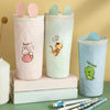 Kawaii Cartoon Canvas Pencil Case – Cute Round Pencil Bag for Kids & Students