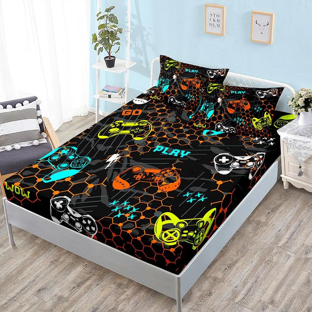 Fitted Sheet Duvet Cover Three-piece Gamepad Cool Mattress Cover