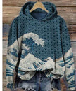 Women Fashion Spring And Autumn Plum Blossom Hooded Super Plus Size Loose-fitting Casual Pullover