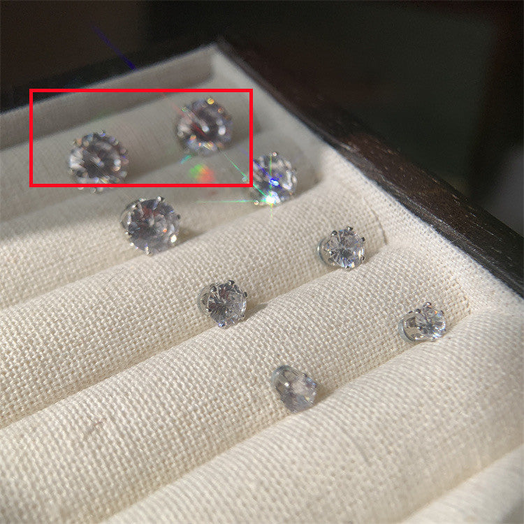 Magnetic Zircon Stud Earrings – No-Piercing Diamond Crystal Ear Clips (4mm, 5mm, 7mm, 8mm)
