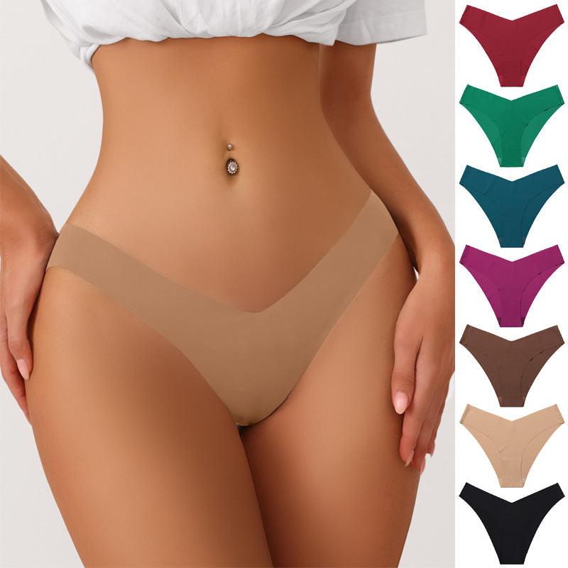 Women's Seamless Ice Silk Briefs with V-Waistband for Everyday Comfort