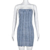 Fashion Backless Tube Denim Dress Summer Sexy Y2K Slim Short Dresses For Women Clothing