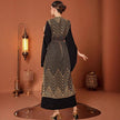 Arabic Vintage Gold Embroidered Black Fake Two Pieces Robe