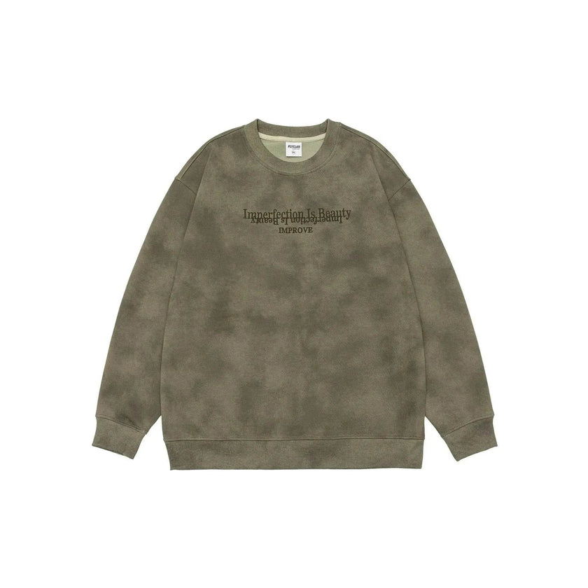 Retro heavy Oversized Crew neck Pullover sweatshirt for men