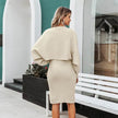 Women 2pcs Winter Outfit Cashmere dress Cropped Pullover top