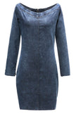 Sleeveless Denim Dress Women's Vintage Cut Neck Wrap Jeans