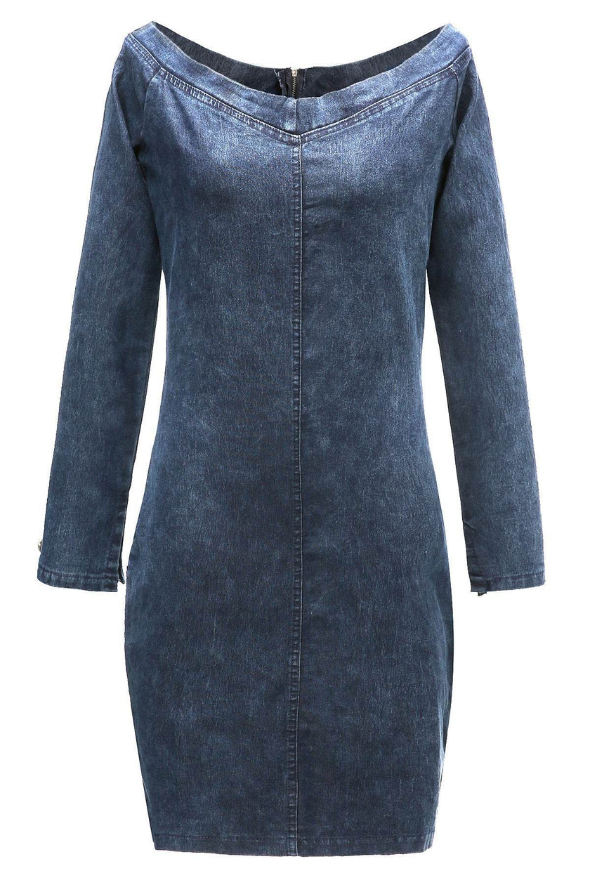 Sleeveless Denim Dress Women's Vintage Cut Neck Wrap Jeans