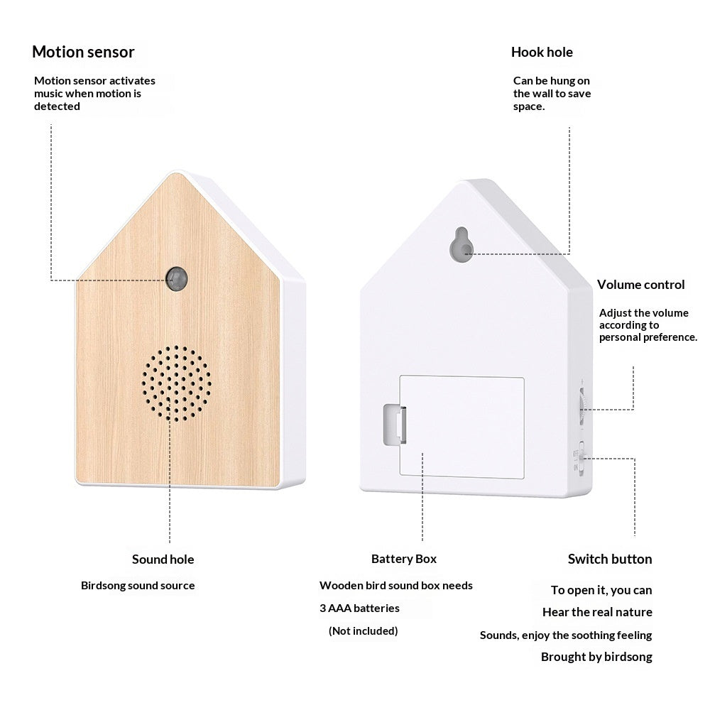 Motion-Activated Birdhouse Music Box with Bird Song Audio Player