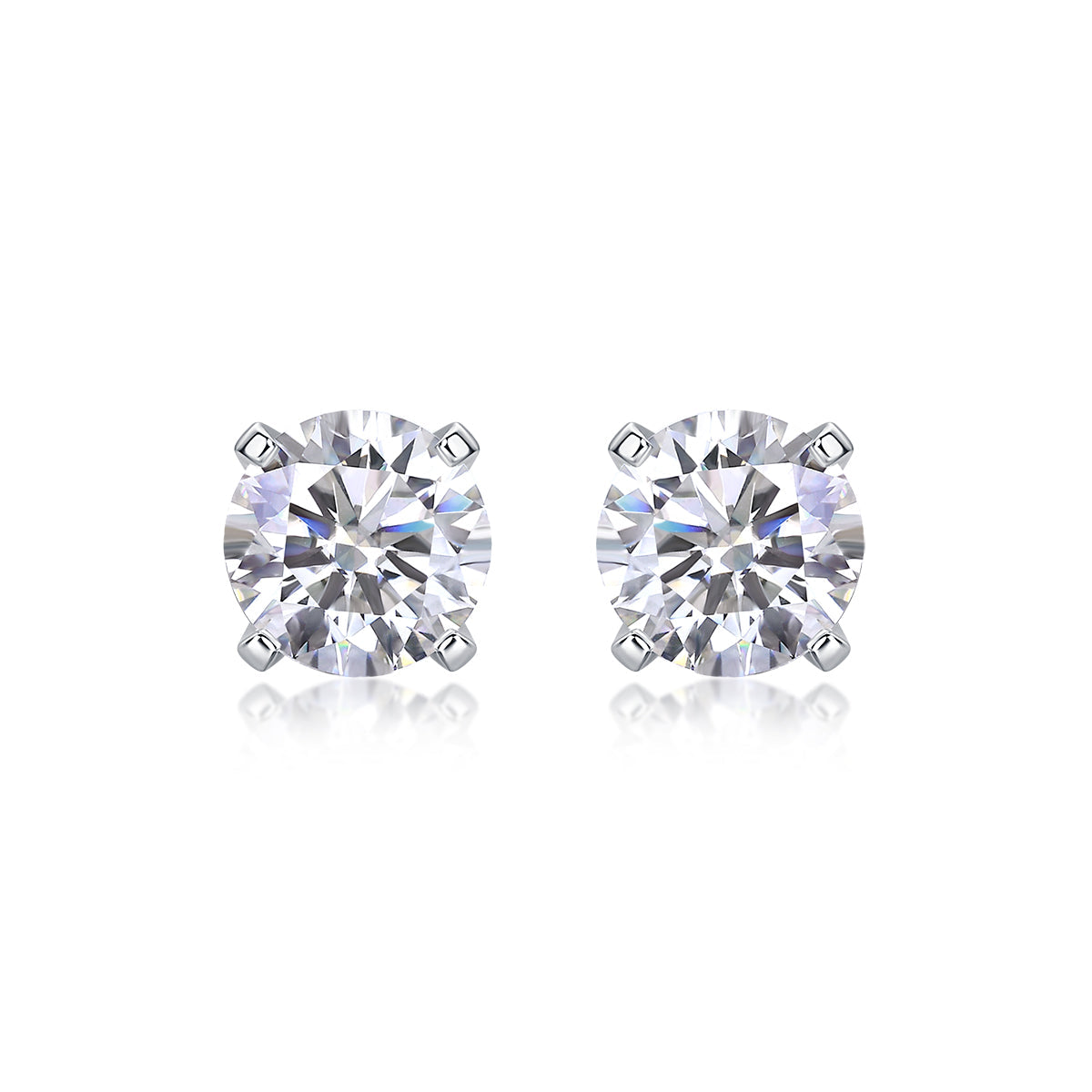 Flowing Charm 1-Carat Moissanite Stud Earrings – Platinum 925 Silver | GRA Certified