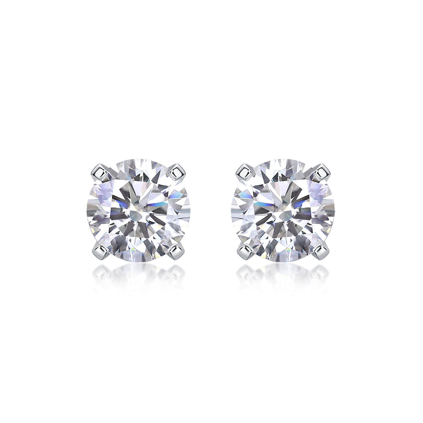 Flowing Charm 1-Carat Moissanite Stud Earrings – Platinum 925 Silver | GRA Certified
