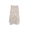 Spring Summer Irregular Cake Layer Lace Midi Tulle Skirt
