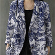 Women's floral Cotton Linen jacket Pocket Blazer