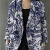 Women's floral Cotton Linen jacket Pocket Blazer
