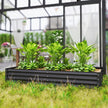 6 x 3 x 1ft Galvanized Raised Garden Bed, Reinforced Outdoor Planter Box with Open Bottom, Dark Grey