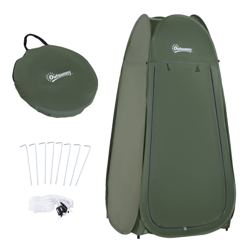 Outsunny Portable Pop Up Camping Shower Tent Dressing Changing Privacy Shelter Green