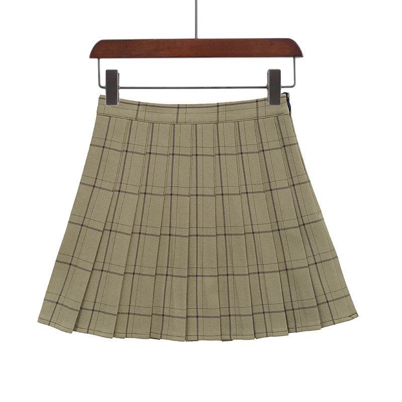 Mini Plaid Pleated High Waist Skirt A- Line Skirt