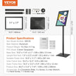 Pedestal Sign Holder, 11 X 17 Inch Vertical And Horizontal Adjustable Poster Stand, Heavy-Duty Floor Standing Sign Holder With Metal Base For Display, Advertisement, And Outdoor, Black