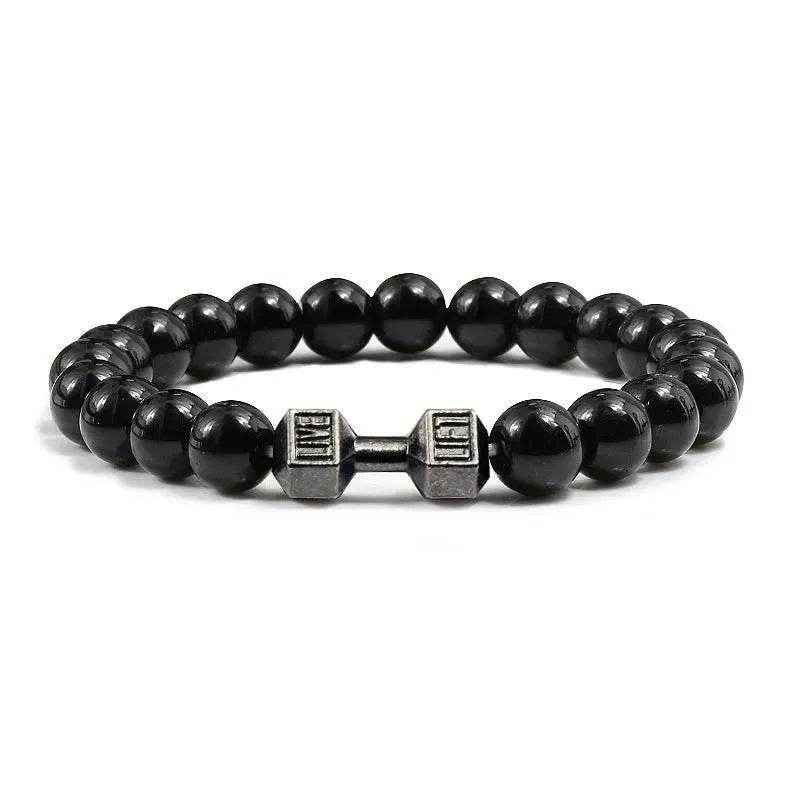 Turquoise Energy Gun Black Electroplated Alloy Beaded Bracelet