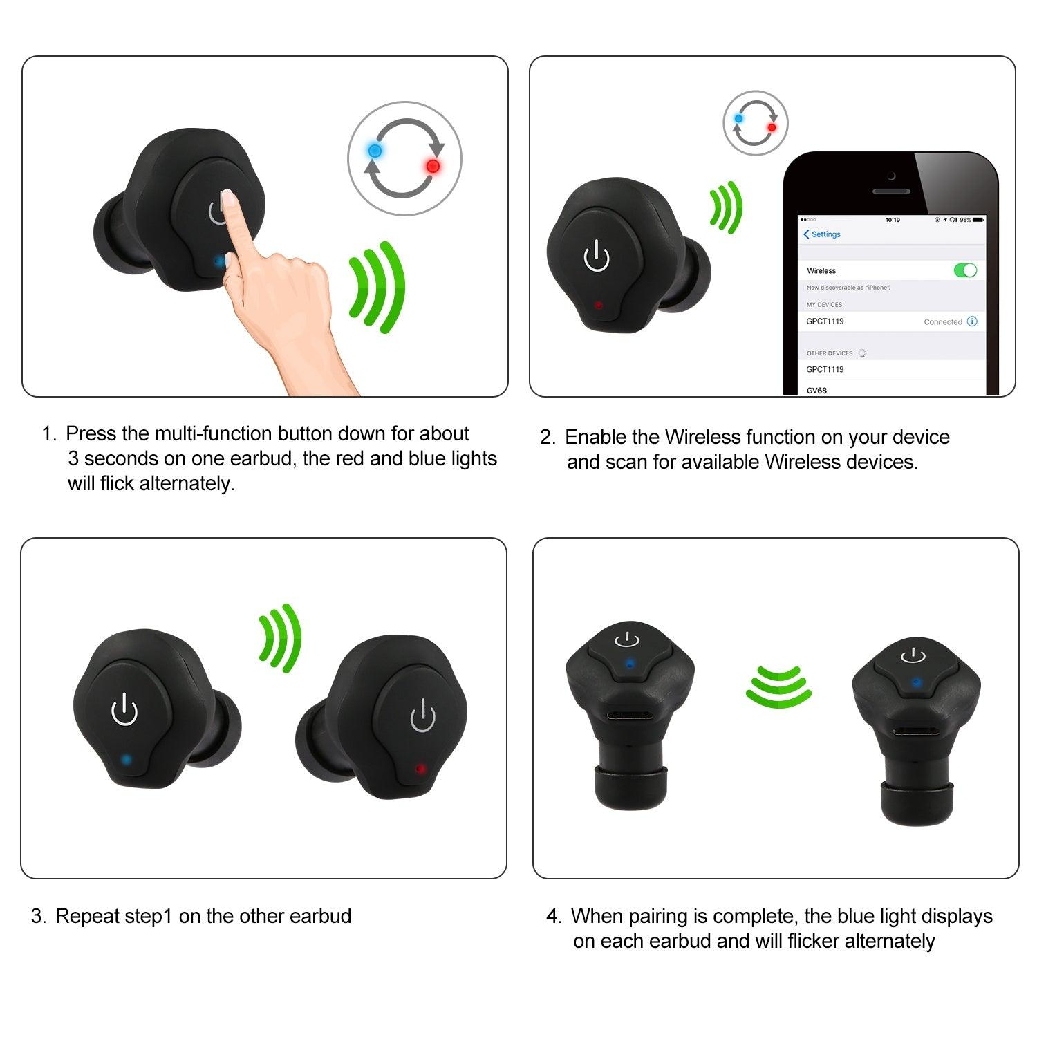 True Wireless Earbuds Bluetooth 4.2 aptX CVC 6.0 Noise Cancelling Business Driving Walking TWS
