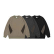Retro plain Round Neck Pullover Sweater top For Men