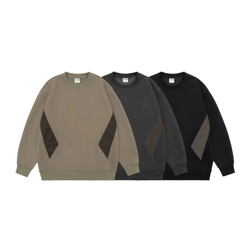 Retro plain Round Neck Pullover Sweater top For Men