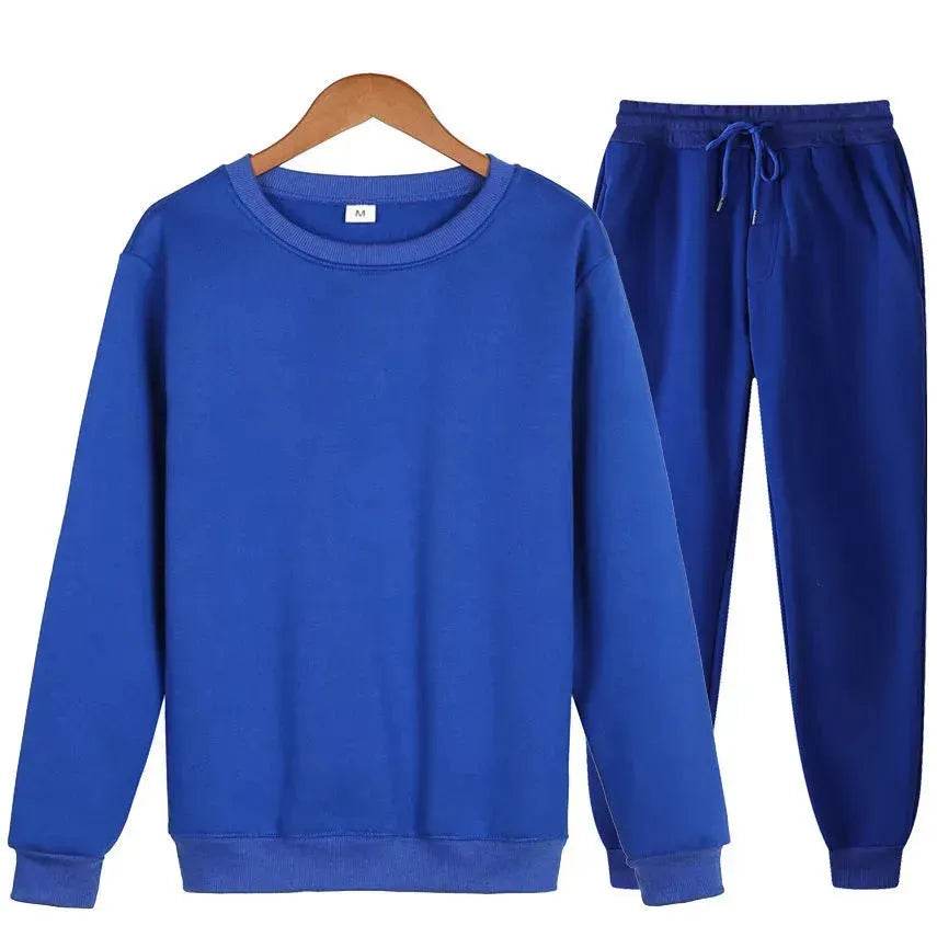 Autumn Winter  street fashion Plain Crew neck Sweatsuit for men
