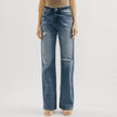 Blue Jeans Pant women Mid waist Denim Wide Leg Denim Pant