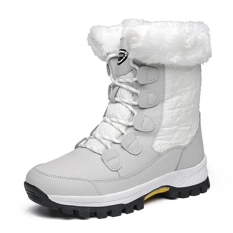 Winter Waterproof Snow Boots Women's Mid-calf Front Zipper