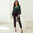 Elegant Fashion Sequined Long sleeve Suede V-neck Blouse top  women