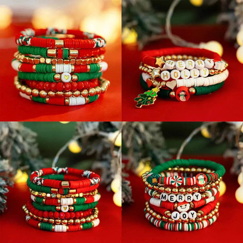 Christmas Polymer Clay Color Bracelet set  Xmas gift idea