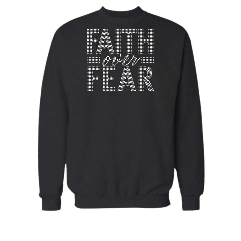 Faith Over Fear Rhinestone Shirt – Inspirational Sparkle Bling Tee | Blingdazzel