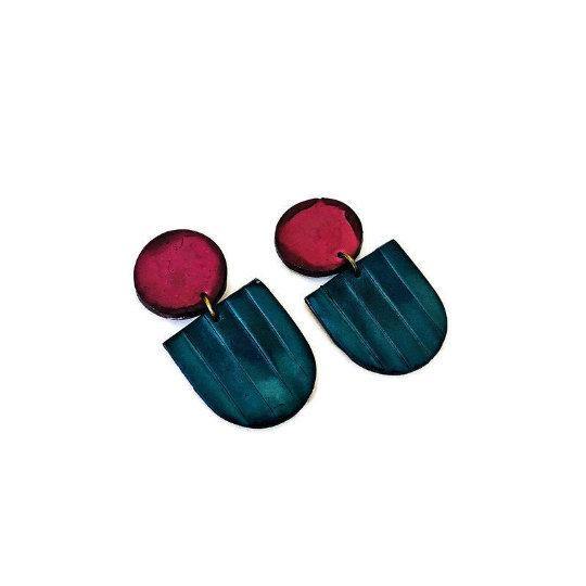 Fan Shaped Statement Earrings, Post or Clip On – 