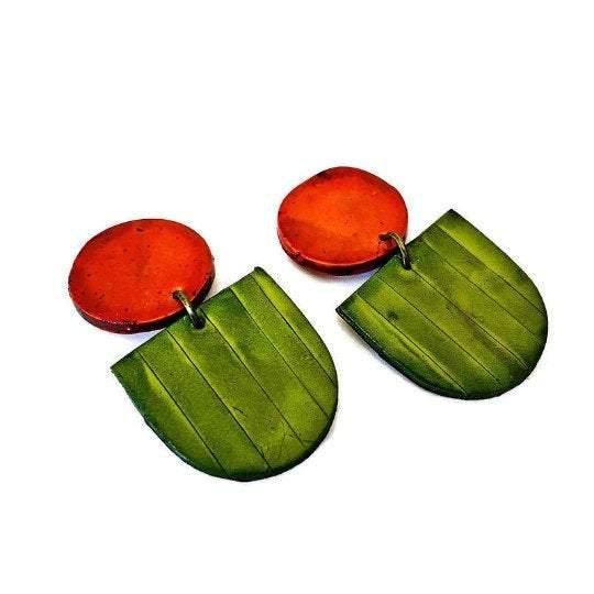 Fan Shaped Statement Earrings, Post or Clip On – 