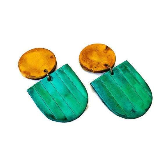 Fan Shaped Statement Earrings, Post or Clip On – 