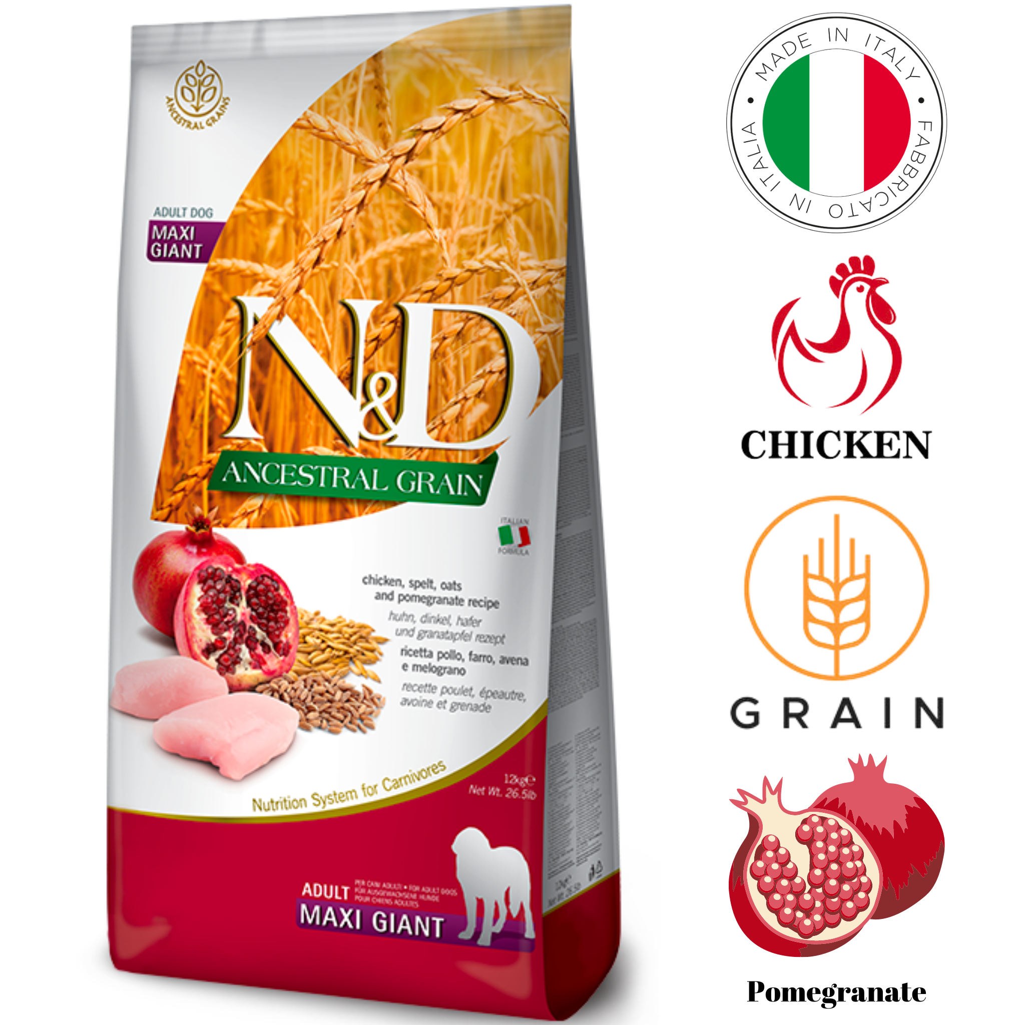 Farmina - Ancestral Grain Chicken & Pomegranate Maxi Giant Dry Dog Food