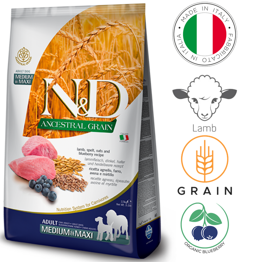 Farmina - Ancestral Grain Lamb & Blueberry Medium & Maxi Dry Dog Food