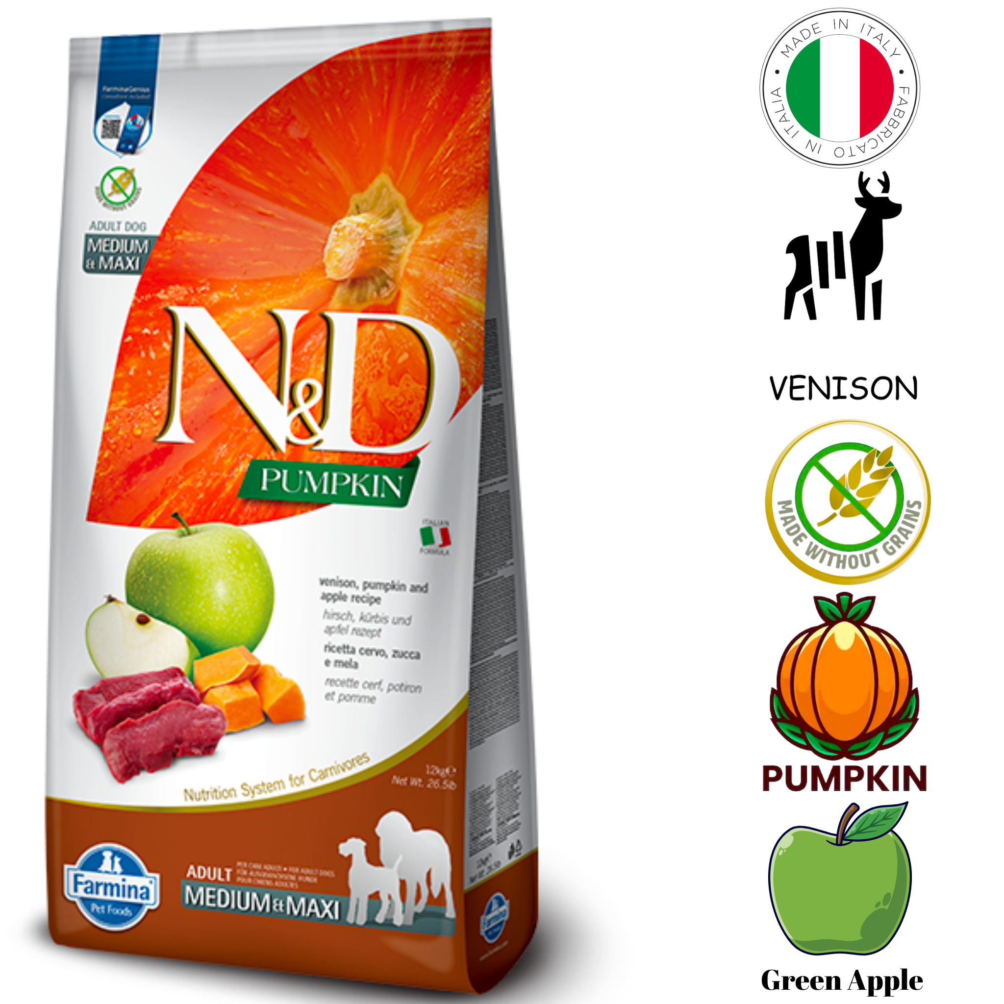 Farmina - Pumpkin Venison & Apple Medium & Maxi Dry Dog Food