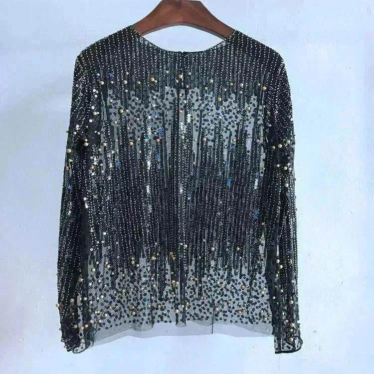 Fashion Bottoming Sequined  evening Top blouse  For Women