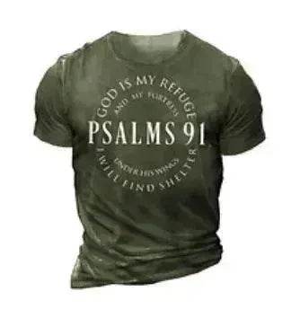 Fashion Casual Round Neck Short Sleeves Letters 3D Printed Men's T-shirt
