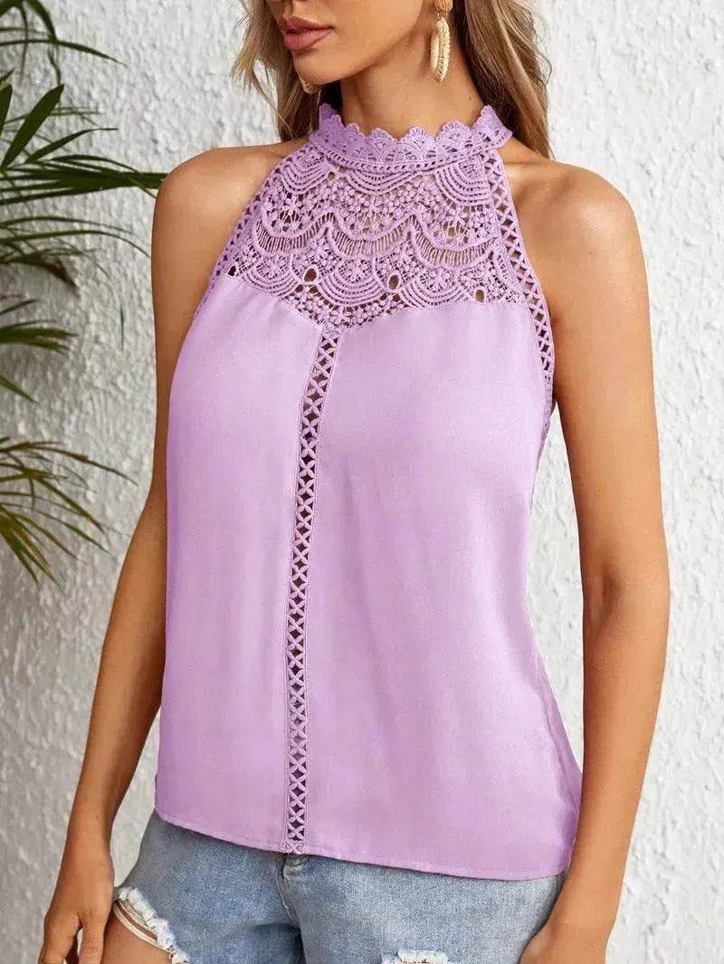Fashion Hollowed-out Lace Gas Vest Top For Women