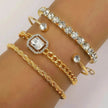 Fashion Jewelry 4 Pcs Crystal Bracelet Set Bohemian Design For Women Vintage Luxury Twisted Cuff Chains Armband Jewelry Accessories