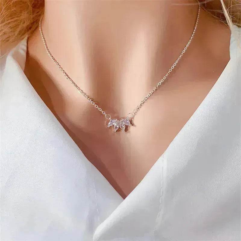 Fashion Jewelry Minimalist Shining Flower Petal Necklace For Women Girls Lotus Flower Pendant Necklace Female Party Anniversary Jewelry Gift