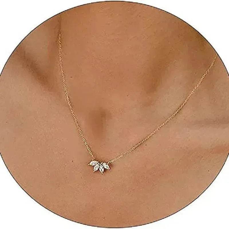 Fashion Jewelry Minimalist Shining Flower Petal Necklace For Women Girls Lotus Flower Pendant Necklace Female Party Anniversary Jewelry Gift