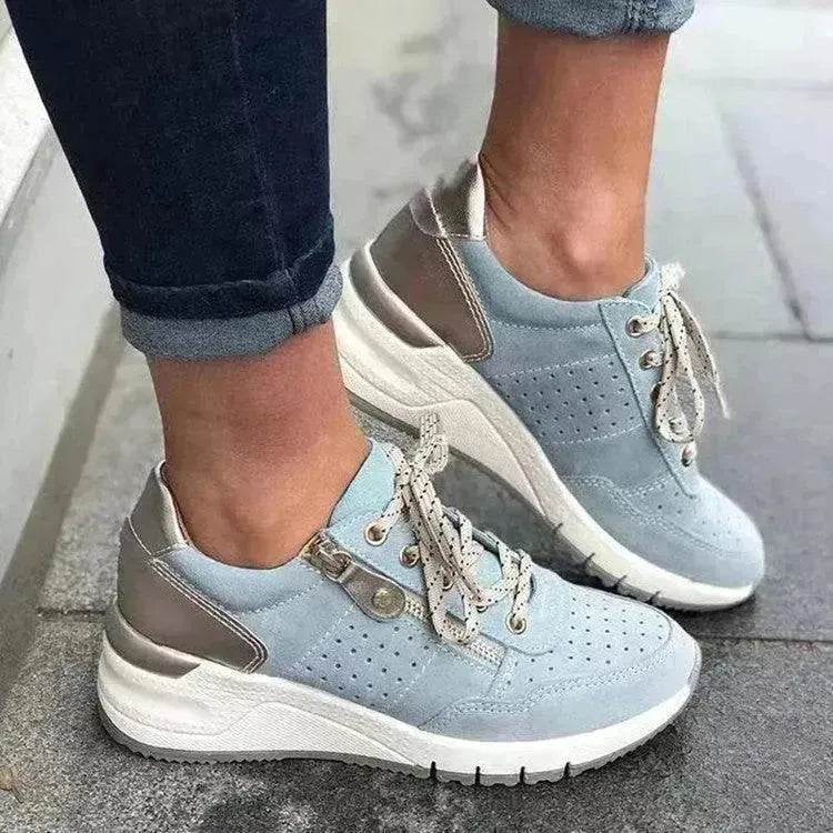 Women's Lace-Up Sneakers – Thick Sole Sport Shoes