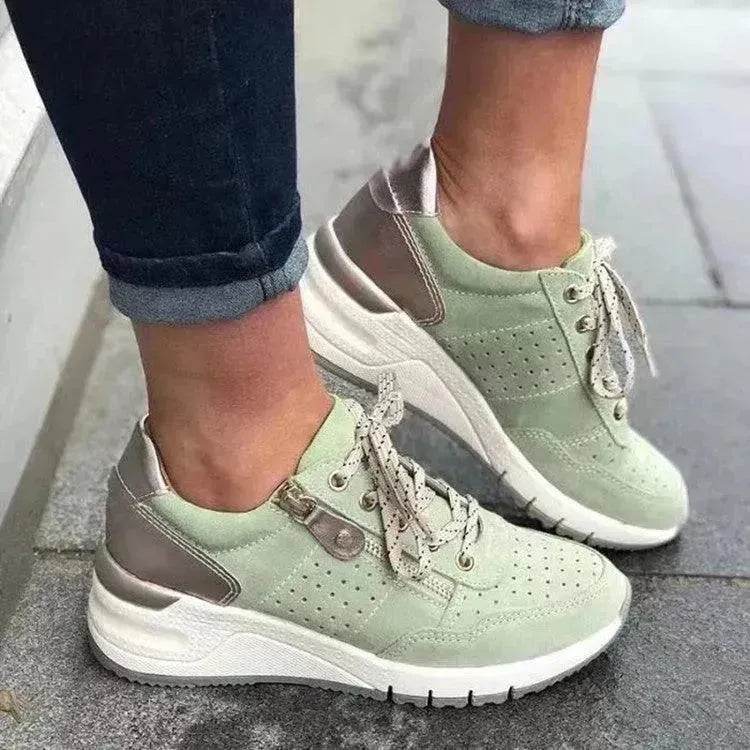 Women's Lace-Up Sneakers – Thick Sole Sport Shoes