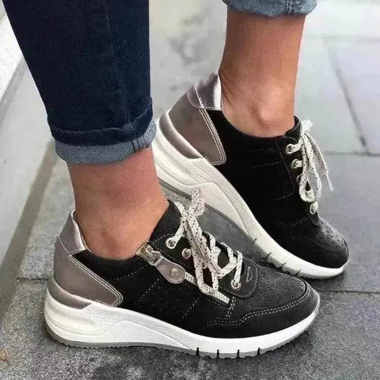 Women's Lace-Up Sneakers – Thick Sole Sport Shoes