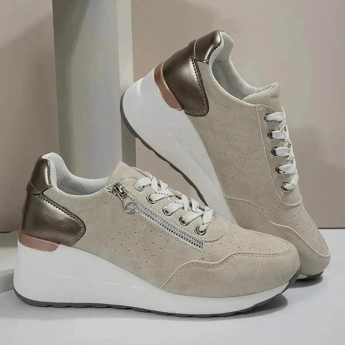 Women's Lace-Up Sneakers – Thick Sole Sport Shoes