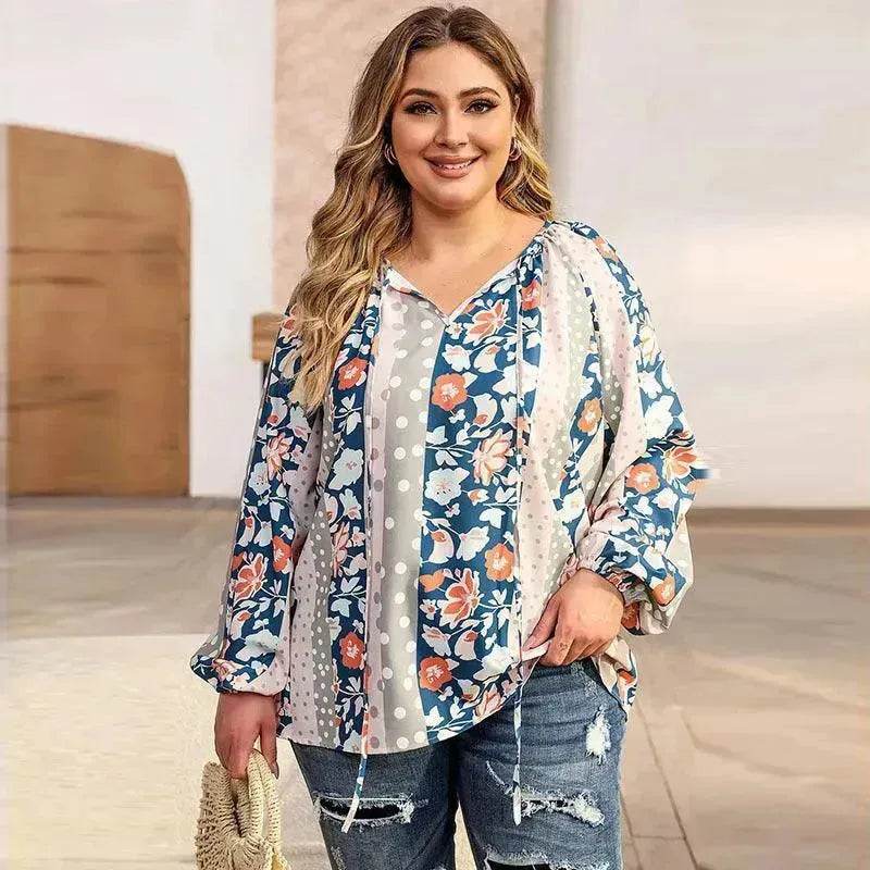 Fashion Loose Printed Long-sleeved Top Women